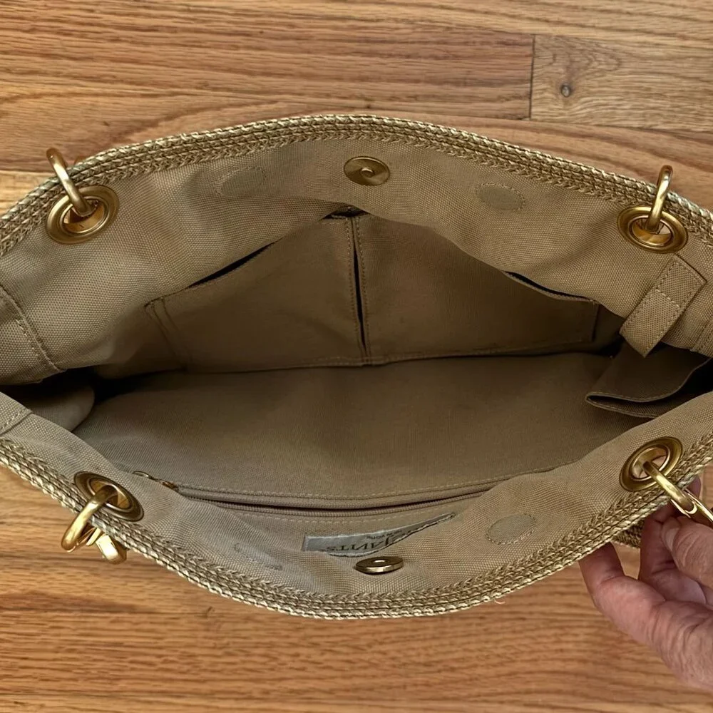 ERIC JAVITZ tan raffia shoulder bag - Picture 4 of 6